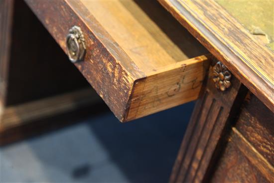 A late Victorian oak desk by Gillow, 3ft x 2ft 6in.